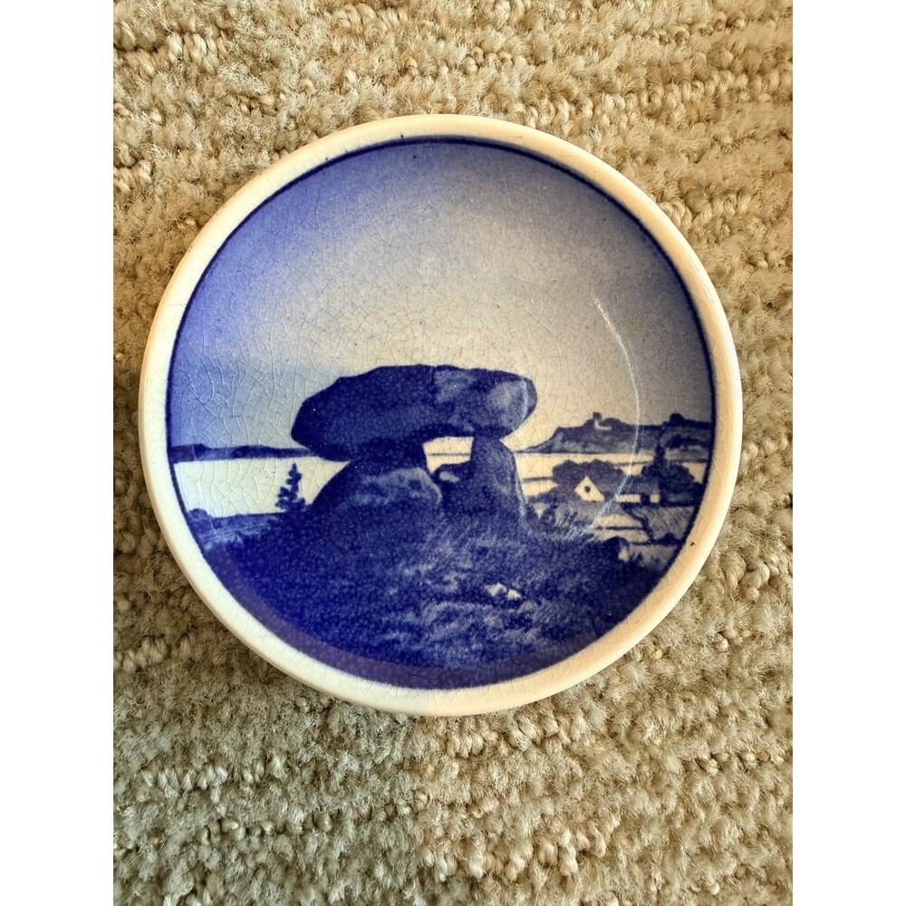 Royal Copenhagen Denmark Mini Plaquette “Kæmpehøj” Blue Faience Trinket Dish